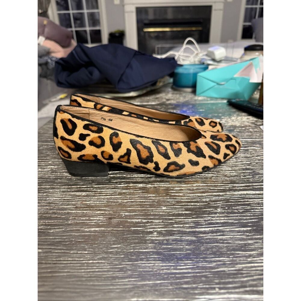 Sesto Meucci Leopard Pony Hair & Low Heel Flats sz 7-1/2 EUC